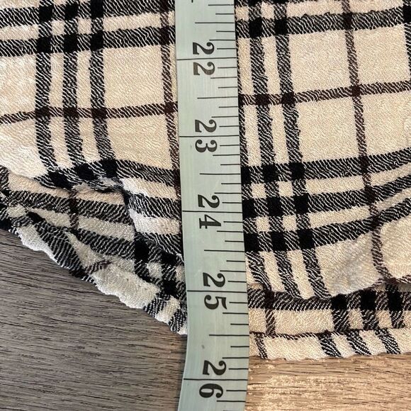 Drew Womens Jalen Plaid Button Front Viscose Blend Long Sleeve Top Black Cream M - Picture 12 of 12